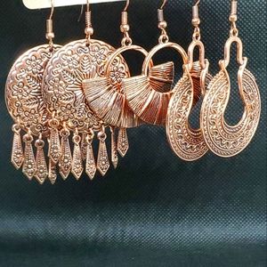 ALL EARRINGS 3/$20 Set of 3 rose gold earrings